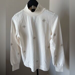 LOFT Cream Turtleneck Sweater with Snowflake Design